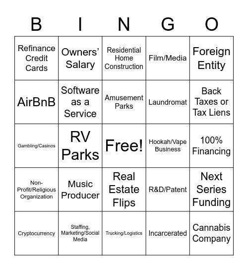 Loan Sourcing BINGO Card