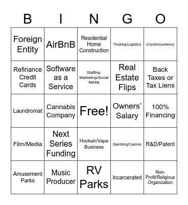 Loan Sourcing BINGO Card
