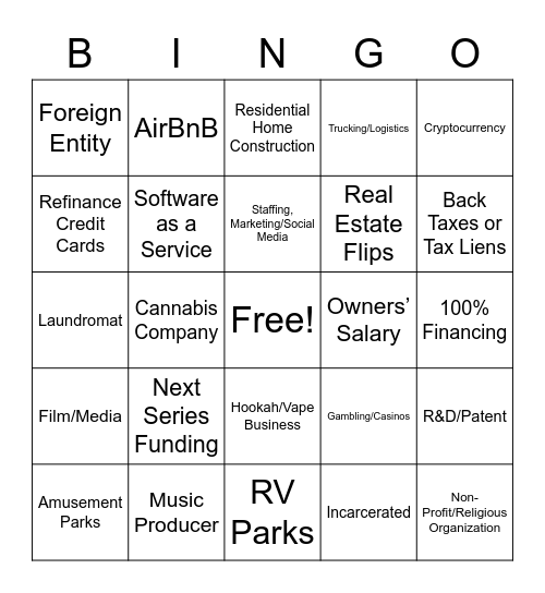 Loan Sourcing BINGO Card