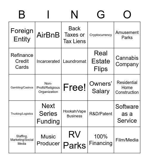 Loan Sourcing BINGO Card