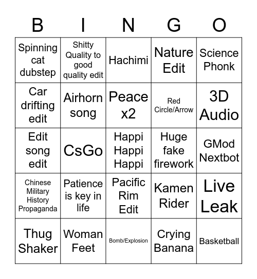 Douyin Bingo Card