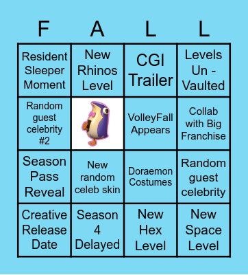 Fall Guys Creative Announcement Bingo Card