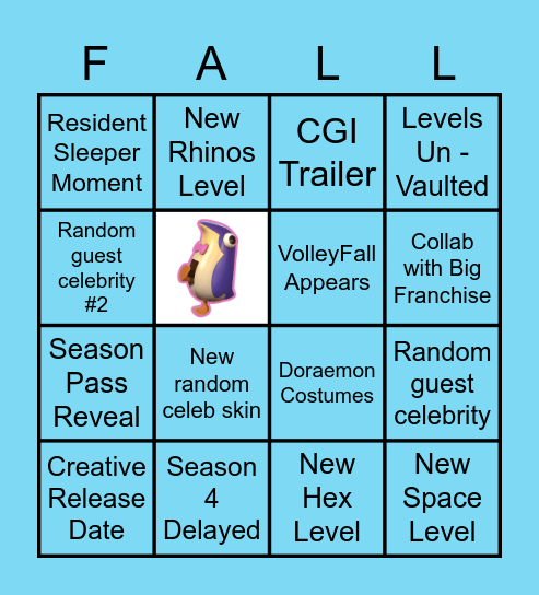 Fall Guys Creative Announcement Bingo Card
