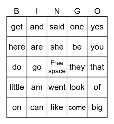 1G Sight Words Bingo! Bingo Card