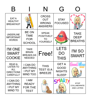 MAP TEST BINGO Card