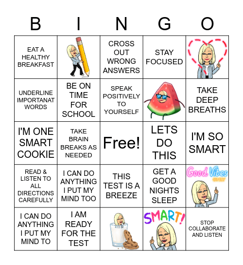 MAP TEST BINGO Card