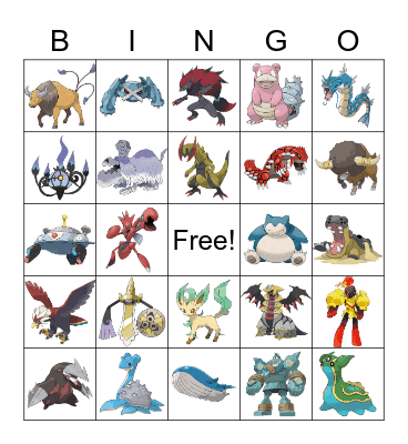 Pokémon Bingo Card