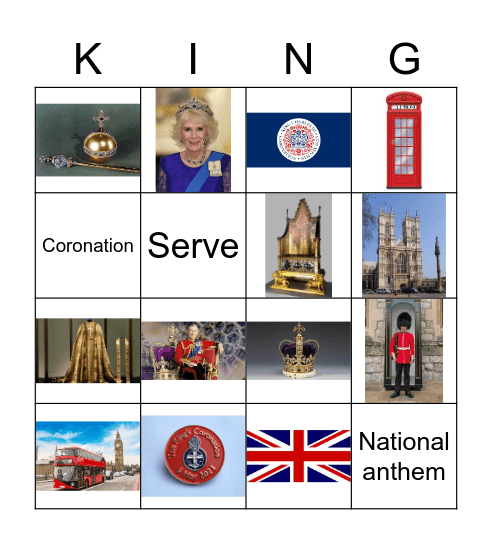 Coronation Bingo Card