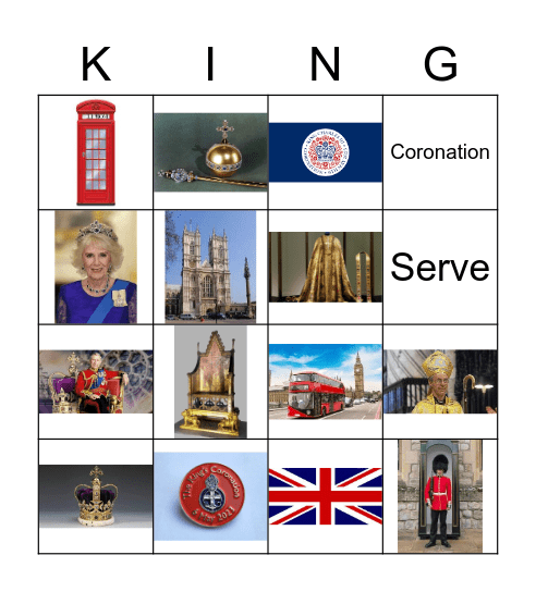 Coronation Bingo Card