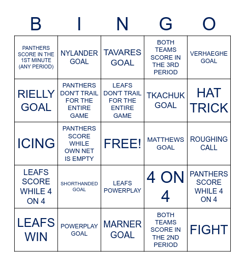 Leafs vs. Panthers Bingo: 2023 Playoffs Bingo Card