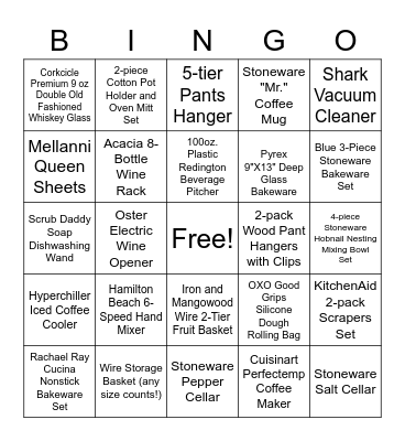 Jordyn's Bridal Shower Bingo Card