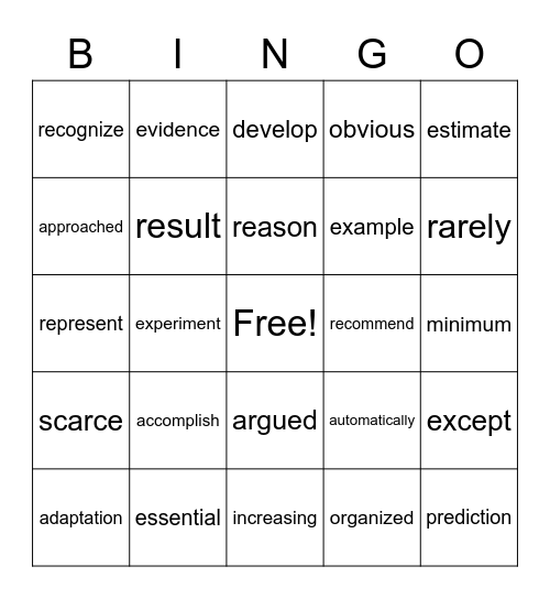 4th grade Bingo Card