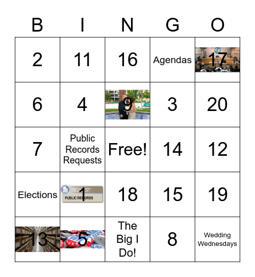 2023 Municipal Clerks Week Bingo Card