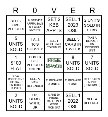 MAY SALES CHALLENGE Bingo Card