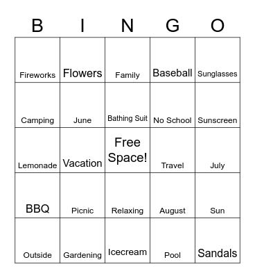 Summer Bingo Card