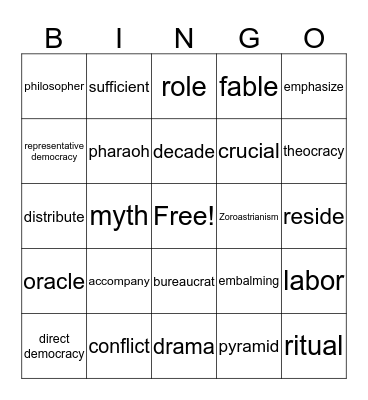 Ancient Greece Bingo Card