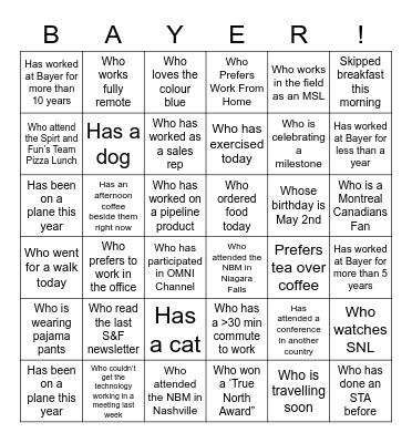 Spirit and Fun: Getting to Know Your Colleagues Bingo Card