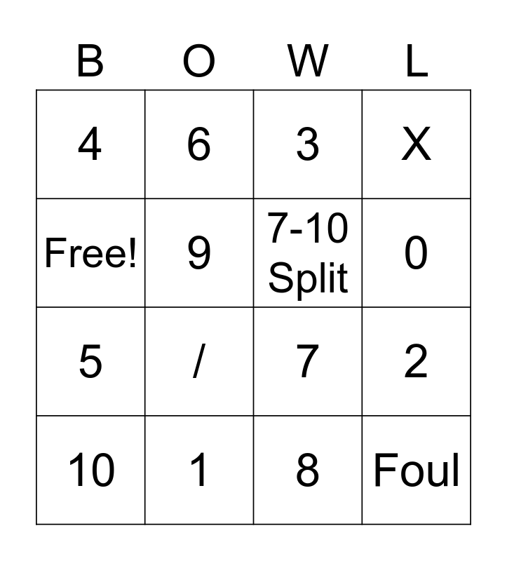 Bowling Bingo! Bingo Card