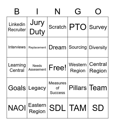 TA Sales Bingo Card