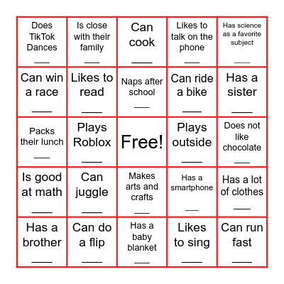 Get to Know you BINGO Card