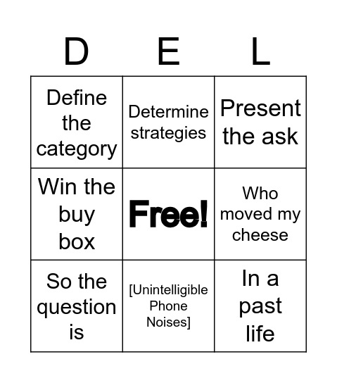 Business Jargon Bingo Card