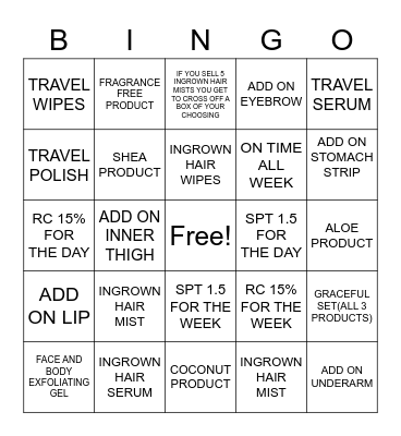 WAX SPECIALIST Bingo Card