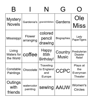 Birthday Bingo Card