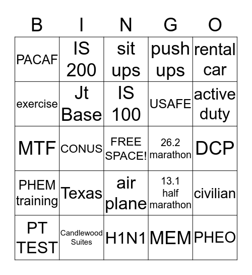 PHEM BINGO Card