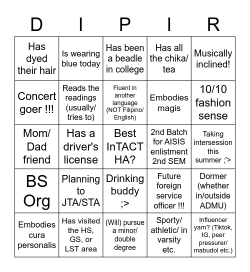 InTACT 12 Module 5 Bingo Card
