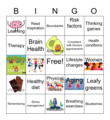 Brain Health & Stress Management Bingo Card