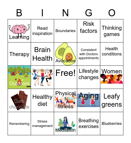 Brain Health & Stress Management Bingo Card