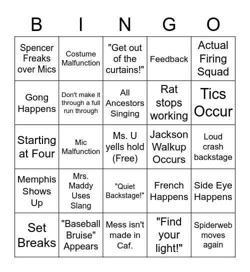 Tech Week (Monday) Bingo Card