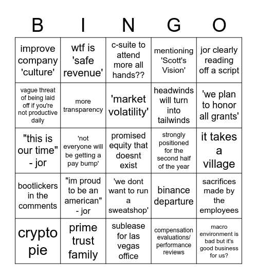 prime trust all hands pt. 420 Bingo Card