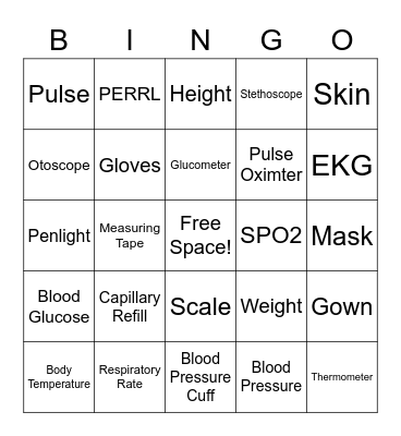 Medical Bingo Card