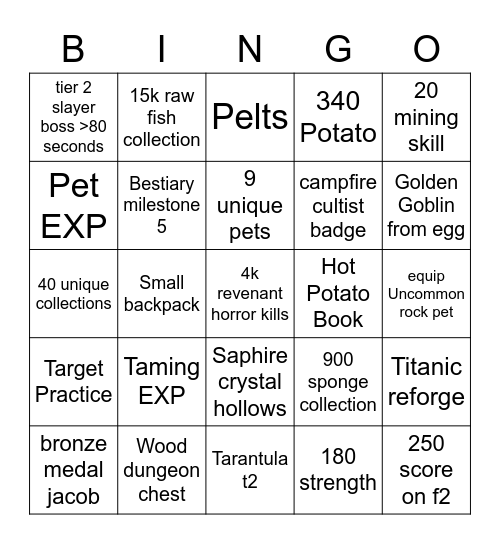 Hypixel Bingo Card