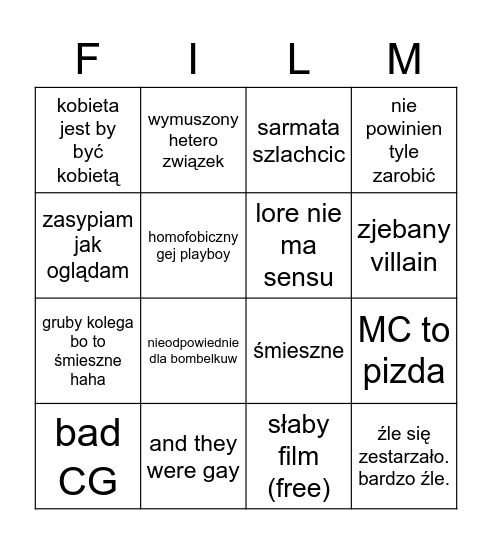 złe filmy (animowane) bingo Card