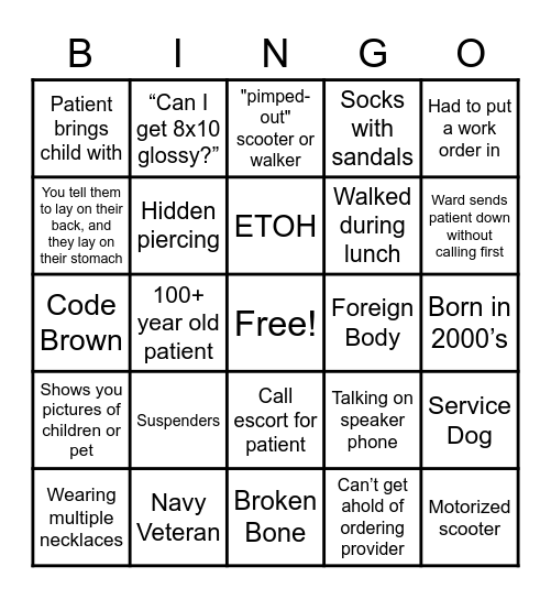 VA Imaging BINGO Card