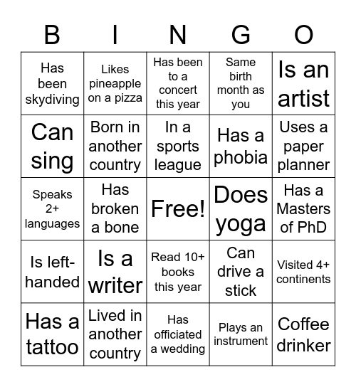 PSRW BINGO Card