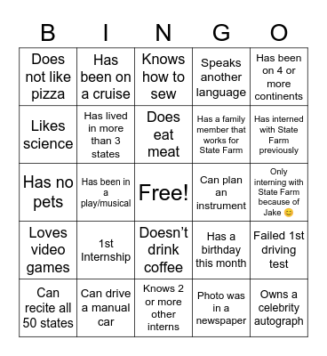 Ice Breaker BINGO Card