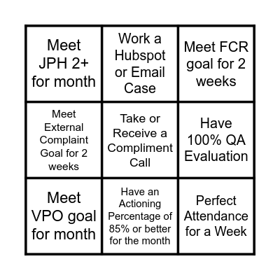 May Incentive Bingo! Bingo Card
