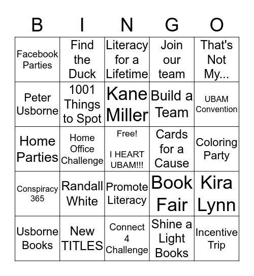 I Love Usborne Books and More Bingo Card