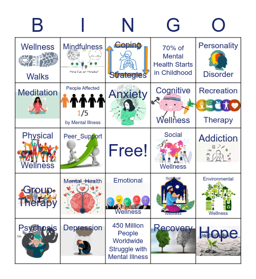 Mental Health Bingo Card Mental Health Bingo Card