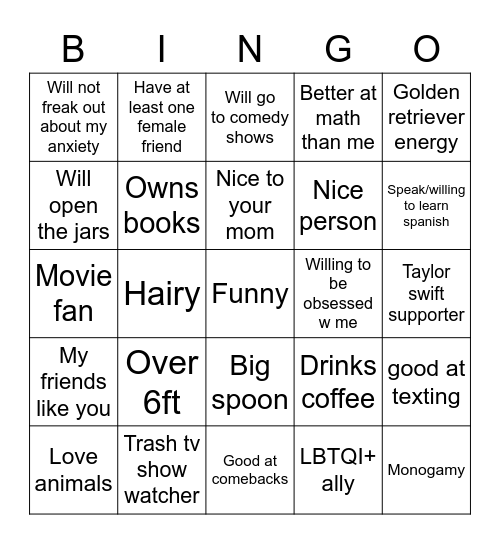 Are you Gaby’s type Bingo Card