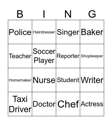 What do your parents do? Bingo Card