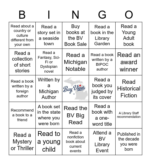 2023 Bay View Summer Reading for Adult & Teens Bingo Card