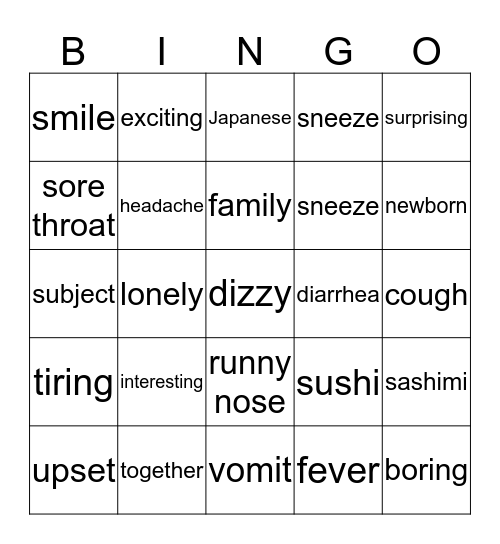 Level 10 Unit1~Unit3 Bingo Card