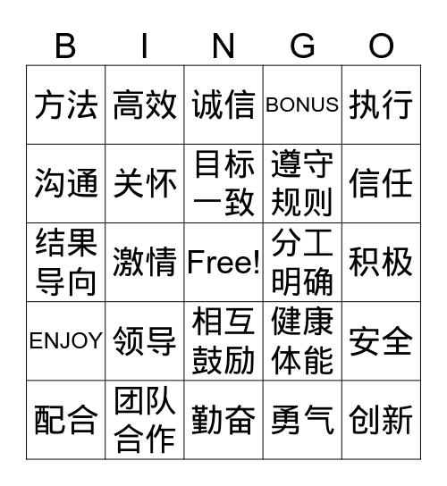Oil and Gas Bingo Card