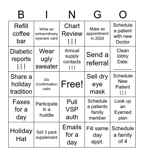 Front Desk Bingo Card