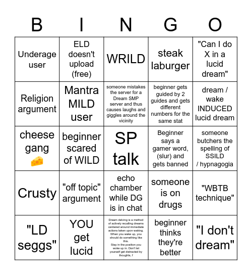 Liamchoux's third dream café bingo Card