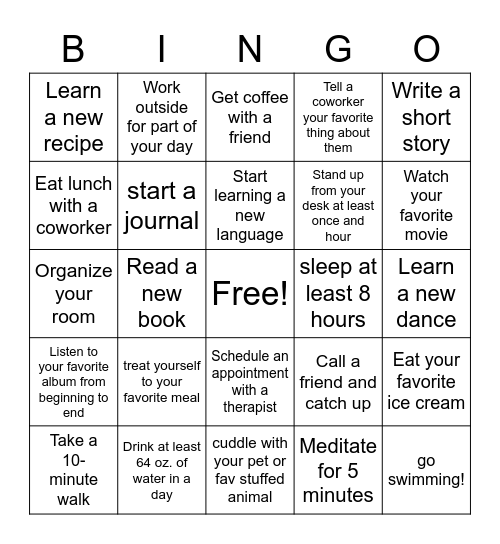 Mental Health Awareness Bingo! Bingo Card